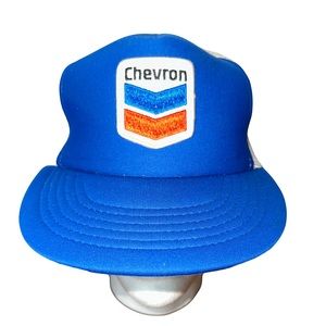 Vintage Chevron Oil Patch Mesh Back Trucker Hat Designer Award, Headwear